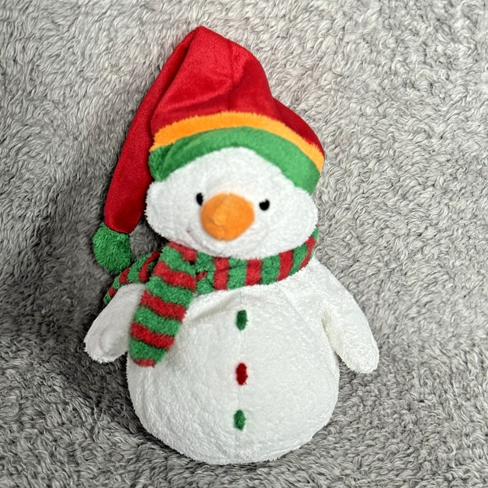 Ty Pluffies 9" Melton the Snowman White Red Plush Stuffed Animal Toy